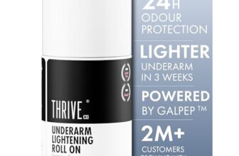Thriveco Underarm Lightening Roll-On With 5% Aha Bha, Tranexamic Acid & Retinol – 24H Odour Control, Brightens Underarms & Reduces Discolouration For Smooth & Even Skin, For Men & Women, 40 Ml
