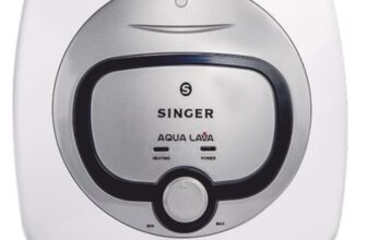 Singer Aqua Lava 15 L Glass Line Storage Water Heater (Geyser) | 5 Star Energy Saving | 2000W Heating | 8 Bar Pressure | 5-Level Safety | Isi Certified | Rust-Proof Glass Lined Tank | White & Silver