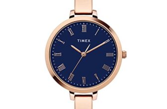 Timex Analog Watch For Women With Blue Round Dial & Rose Gold Brass Bracelet Band Water Resistant Women’S Wrist Watches – Twel12816