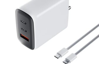 Lapcare Thumby Trio 65W Fast Charging Adapter Gan Charger With Type-C Cable, 3 Ports, 2 Type C & 1 Usb, For Iphone 16/15/14 Samsung,Type C Laptops : Macbook, Dell, Asus