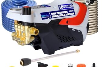 Woscher Car Washer High Pressure Gun Pressure Washer For Car, Pressure Adjustable Car Washing Pump For Car, Bike And Home Use Cleaning |18 Months Warranty | 2200 Watts | 160 Bars |