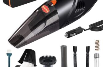 Woscher 2003 High Power Car Vacuum Cleaner |High Power For Car Deep Cleaning, Hand Held Portable Cars Vacuum For Car Cleaning With Dc 12V, 140W Vacuum Motor & 5000 Pa Powerful Suction, Black| With Bag