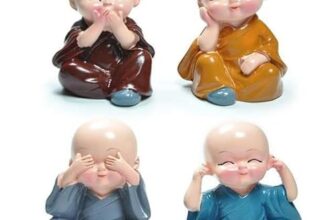 Woyax Colorful Set Of 4 Monk Buddha Figurines – Decorative Statues For Home, Office, Diwali, Christmas & Vaastu Decor