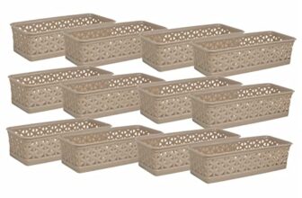 Wonder Plastic Prime Alexa 9 Multipurpose Tokri For Drawer Dividers/Storage Tokri, Set Of 12 Pcs, Coffee Color