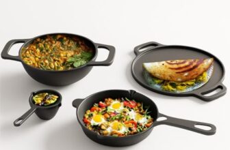 Lifelong Cast Iron Cookware Combo Set | 4-Piece Pre-Seasoned – Tawa (30Cm), Kadhai (24Cm), Fry Pan (20Cm) & Tadka Pan | Naturally Non-Stick | Gas & Induction Compatible, Black
