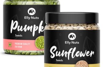 Elly Nuts Raw Pumpkin Seeds – 250 Gm, High Fiber + Sunflower Seeds | Surajmukhi Ke Beej Raw Sunflower Seeds For Eating 250Gm (500 Gm Pack Of 2) – Diwali Gift Pack