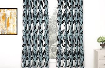 Mollishomes Window Curtains 5 Feet Long Set Of 2 | Floral Design | Polyester | Light Filtering Curtains | Curtains For Living Room | (118 X 152 Cm, Black) | Perfect For Home Decor