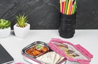 Cello Click It Toons Big Disney Princess Lunch Box, 1024Ml, Pink | 100% Food Grade | Leak Proof And Break Resistant | 2 Containers Lunch Box