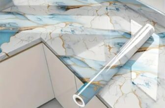 Marble Wallpaper Vinyl Roll – Peel & Stick Diy Wall Sticker For Kitchen Countertop, Cabinets, Furniture – Waterproof, Oil-Proof Self Adhesive Vinyl For Home Décor(60X200Cm) (New Golden Line Sky)