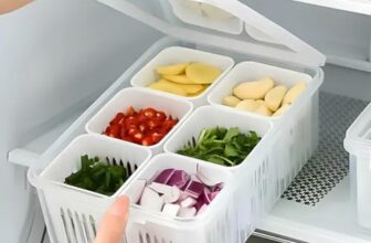 Mollishomes 6 Compartments Container For Kitchen Storage Set -Multi Fridge Storage Boxes, Ideal Fridge Storage Boxes For Vegetables Durable Kitchen Containers Set For Organized Fridge Storage
