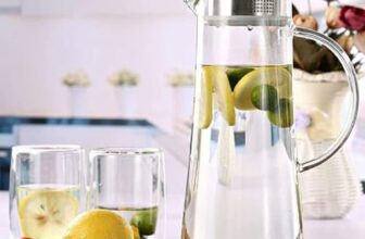 Newine Premium 1.30 Liter Glass Water Jug With Airtight Lid & Handle | 1300Ml Transparent Beverage Carafe For Home Office Etc | Pitcher For Serve Juice Milk Beverage Chaas Cocktail (Borosilicate 1.3L)