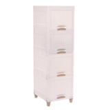 Blueliving Multi layer Plastic Cloth Storage Drawers || Multifunctional Wardrobe Storage Cabinet Cart || Narrow Cabinet Organizer Unit For Bathroom, Kitchen, Cloths (4 Layer)
