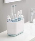 TEKCOOL Toothbrush Holders for Bathroom Multipurpose Storage Holder Stand for Bathroom Toothbrush Tongue Cleaner Soap Comb Razor Shaving Kit and Toiletries Cosmetics Organizer (White)