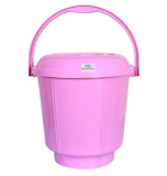 Heart Home Unbreakable Plastic Durable & Lightweight Strong Bathroom Bucket with Lid and Handle. 13 LTR (Pink)