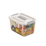 KREPS Clear Storage Container Box, Stackable Storage Bin with Lid, Plastic Container with Heavy Duty Latches to Organize, White Lid. (SMALL – 9.5 X 7 X 5.5 INCH, PACK OF – 1)