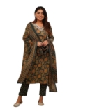 Nermosa Women Printed Straight Kurta and Pant with Dupatta (in, Alpha, L, Green)