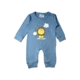 Kidbea 100% Organic Cotton Rompers | Sleepsuits | Jumpsuit | Nightsuit for New-Born Baby Girls & Boys infants & Toddler, Blue Color Lion Printed Size 0-3M