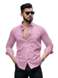 HARI ICHCHHA ENTERPRISE Men’s Solid Cotton Formal Shirt | Plain | Full Sleeve (in, Alpha, XL, Mens, Pink)