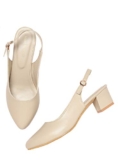 Marc Loire Women’s Block Heel Pumps With Adjustable Ankle Strap, Cream, 3 Uk