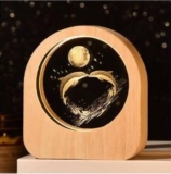 D & J SHOP 3D Deer Crystal Ball Round Shape Night Lamp, Glass Ball Night Lamp with Woodern Base,Decorations Gifts for Home Office Decoration Birthday Gift Adults (Dolphin with Moon)