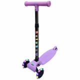 Jaspo Rainbow Kids Kick Scooter (Up to 25kg) – Foldable 3-Wheel Scooter with LED Wheels & Adjustable Handlebars – Fun & Safe Toy for 3+ Year Old Boys & Girls – Lightweight, Durable, Easy to Carry