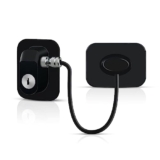 LandVK Child Safety Device Refrigerator Door Lock with Key and Adhesives, Cabinet Restrictor Cable for Baby and Toddler, Lock for Cupboards, Drawers, Fridge, Wardrobe, Black, Pack of 1