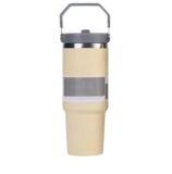 STAR WORK 900 ML Stainless Steel Car Thermos Outdoor Sports Water Kettle Portable Gym Outdoor Bottle Cold and Hot Double-Layer Insulated Cup Tumbler (Cream)