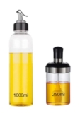 PHLYPONN 1000ml Plastic Oil Dispenser Bottle With 250ml Plastic Oil Bottle With Silicone Brush For Havy Premium Set Cooking Vinegar Sauce BBQ Grill Frying Baking,Air Fryer. (1000ml/250ml)