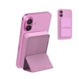 URBN 10000 mAh Stand Magsafe Power Bank with Foldable Stand | 15W Fast Wireless Charging | Strong Magnetic Hold | Type C Input/Output | Pass Through Charging | MagTag Ring Included | (Pink)