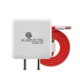 Kratos Fast Charger Adapter and USB to Type C Cable Combo (White) Compatible for OnePlus, Realme, Xiaomi, Redmi, iQOO,Tecno,Vivo and Oppo Mobiles, Dash, Warp, Vooc, Supervooc All Protocols Supported