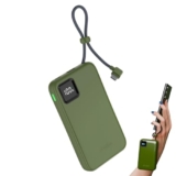 URBN 10000mAh Power Bank with Built-in Type-C Cable | 22.5W Super Fast Charging | Smart LED Display | Pocket Size | Dual Type C PD + USB Output | Two-Way Fast Charge | Portable Charger – Camo