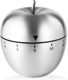 Ziya creation 1PCS Kitchen Timer Cute Manual, Stainless Steel Metal Mechanical Visual Countdown Cooking Timer with Loud Alarm for Kitchen Cooking Baking Sports Kids (Apple Shape)
