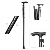 AGEasy (Max Group) Foldable Walking Stick|Enhanced Stability for Mobility Challenges | Adjustable, Anti-Slip, Ergonomic Grip | Supports Good Posture, Durable Material, Versatile Aid (Black)