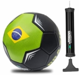 jaspo Soccer Champ Football with Hand Air Pump, TPU Material, Machine Stitched, Size 5, Under 12 Years Age Group, 6 to 8 lbs Inflation (Brazil)