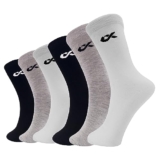XJARVIS ® Texas 6 Pair Premium Socks for Men’s Solid Calf Crew Combed Cotton Full Length Formal Official Socks for Summer, Odour Free & Breathable Comfort, Free Size – (WHITE/GREY/BLACK)
