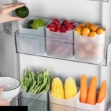 TEKCOOL 6 fridge storage boxes multipurpose containers for storage Space-saving Refrigerator Side Door Organizer for fridge kitchen Fruits, Vegetables Storage Containers- transparent