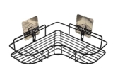 RIOMAX Wall Mounted Self-Adhesive Bathroom Corner Shelf/Kitchen Rack & Holder – Bathroom Accessories (Material-GI Metal, Powder Coated Finish, Black, L Shape Pack of 1)