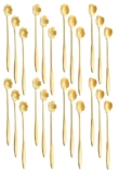 12Pcs Flower Dessert Spoons, Coffee Teaspoon Set Stainless Steel Tableware Sugar Spoon Small Tea Spoons Cafe Bar Spoon Cute Coffee Teaspoon Mini Tableware for Demitasse Espresso, 4 Styles (Gold) (12)