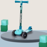 Jaspo Monster Kick Scooter for Kids 3+ Years – Foldable Kids Scooter with Led Wheels & Adjustable Height – Kick Scooter Capacity 40Kg- Baby Scooter Toys for 3+ Year Old Boy & Girl – Skate Scooter