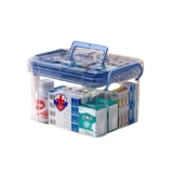 HOOPVOOL® Clear Plastic Medicine Storage Box Organizer, Family Emergency Kit with Removable Pill Case Portable Lockable Container for, Art Craft and Cosmetic Household Organizer (Blue, Small)