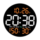 Ziya creation Digital Wall Clock Mute Kids Adults Electronic Clock for LED Digital Clock with Remote Control for Living Room Decor, Automatic Brightness Clock with Date Week Temperature (Black Color)
