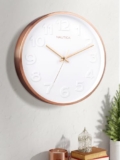 Nautica I 12 Inch I Metal Wall Clock for Living Room I 1Pc Wall Clock I Metal Wall Clock L 3D Wall Clock L Real Metal 3D Dial I White-Rosegold – Analog