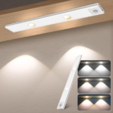Gesto Rechargeable Motion Sensor Led Light for Wardrobe – 3 Color Modes Magnetic Closet Light with Stepless Dimming for Under Counter | Under Cabinet Light, Kitchen Light, Cupboard Lights (30 Cm)