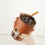 VALIDO Coffee Cup Sipper Glass with Straw Mug with Straw Coffee Cup with lid Tumbler with Straw Glass Sipper with Straw (Material Glass)