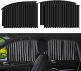 LivTee 4pcs Universal Fit Magnetic Car Side Window Curtain, Foldable Car Window Privacy Curtains Sunshade Side Magnet Pleated Car Window Curtain – Removable – Keeps Cooler Screen for Baby (Multi)