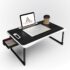 LALCO® Multi-Purpose Laptop Table with | Cup Holder | Drawer | Mac Holder | Study Table/Bed Table/Breakfast Table/Foldable and Portable Wooden Table (BBLACK)