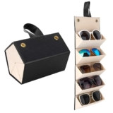 Blase® Goggles Organizer Box with 5 Slots, Foldable Sunglasses Case, Travel Goggle Sunglass Organizer, Eyeglasses Display Container Box Holder Shades Spectacles Cases for Women & Men (Black & Brown)