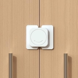 KRESHU Baby Safety Self Adhesive Cupboard Lock Easy Installation Child Hand Proof Handle Lock ABS Plastic Door Stopper No Drilling Design for Children Lock Cupboard Drawers Lock (White, 1-Pcs)
