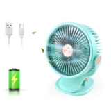 Gesto Table Fan High Speed –Powerful rechargeable fan With 3 Speed Airflow | Noiseless Clip on portable fan for home,Stroller,Kitchen| Multi-clip Function 1800 mAh charging battery fan for desk(Green)