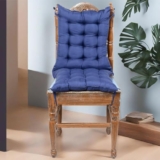 Kuber Industries Microfibre Solid Long Quilted Chair Cushion/Pad | Chair Back Rest Pillow | Size 45 X 121 CM | Pack of 1 | Blue